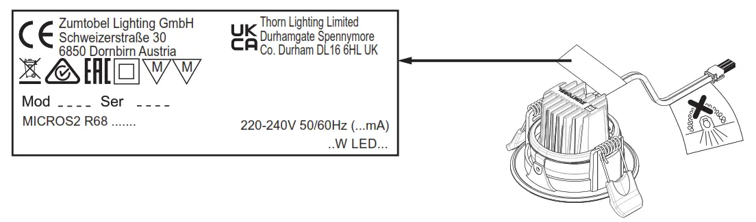 ZUMTOBEL MICROS2 R68 SWI BC LDO PAB LED Ceiling Light - fig