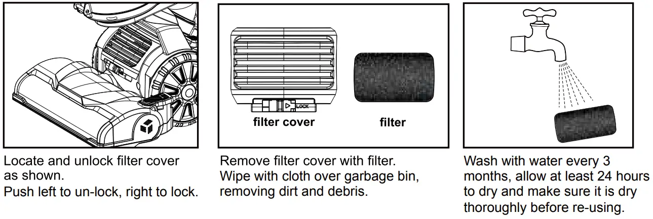 Eureka NEU610 series PowerSpeed Multi-Surface Upright Bagless Vacuum Cleaner - clean exhaust filter