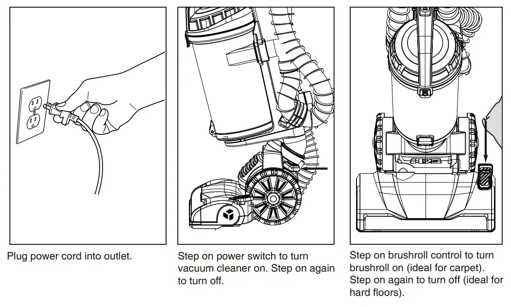 Eureka NEU610 series PowerSpeed Multi-Surface Upright Bagless Vacuum Cleaner - power switch