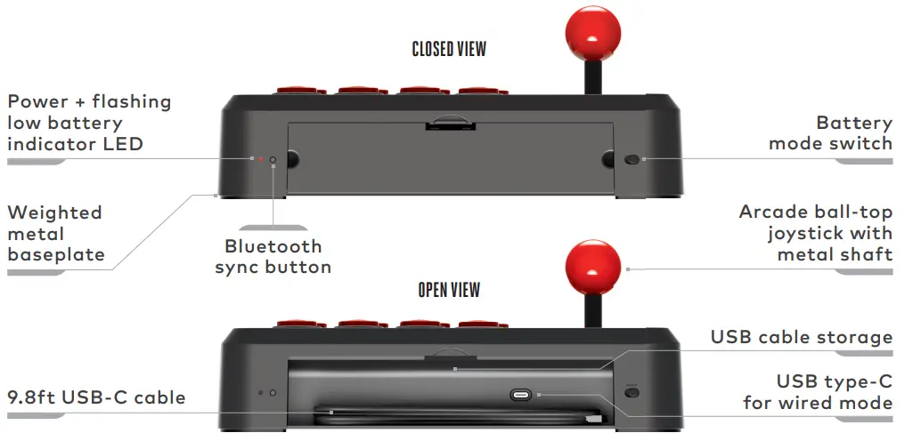 PowerA 29879626 Fusion Wireless Arcade Stick - BACK