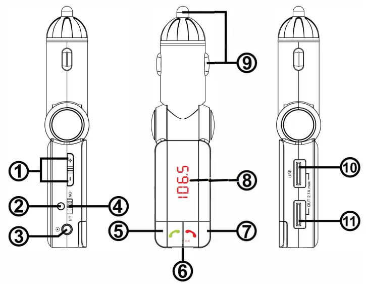 Aerpro FMT250 Bluetooth Hands Free with FM Transmitter - Appearance