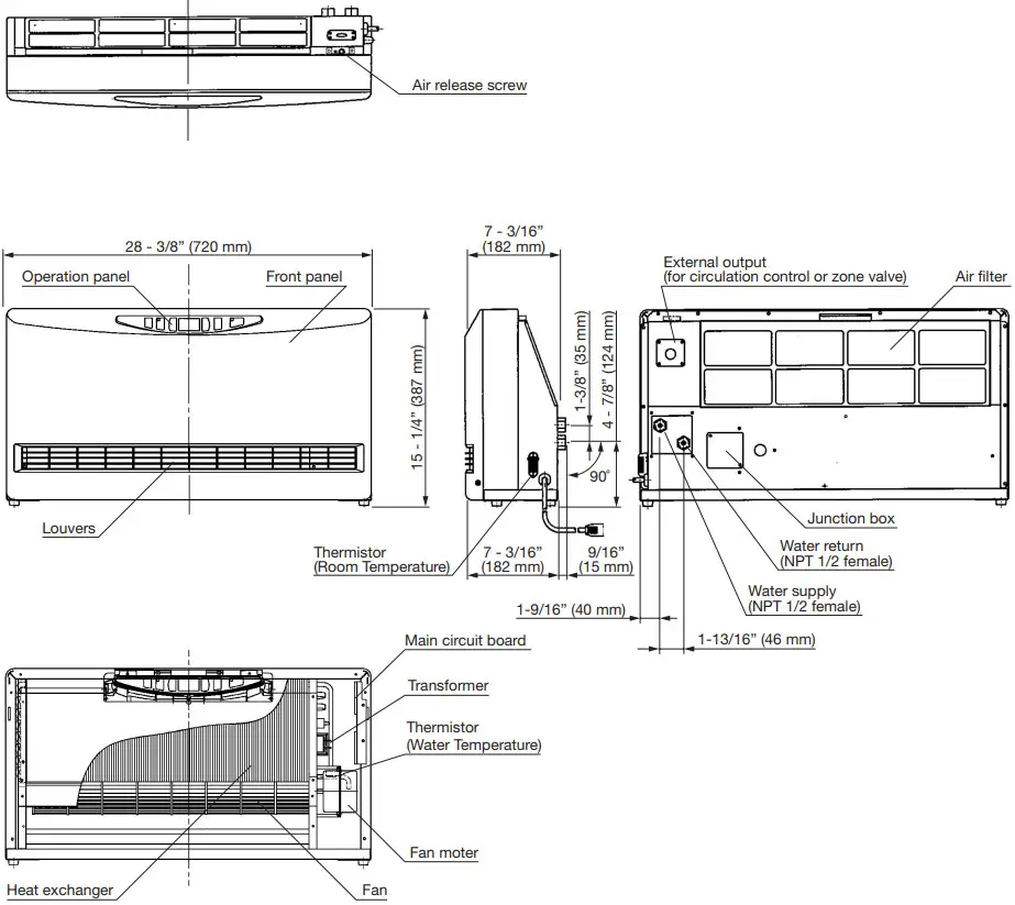 TOYOTOMI HC-20 Heat Converter - DIMENSIONAL OUTLINE