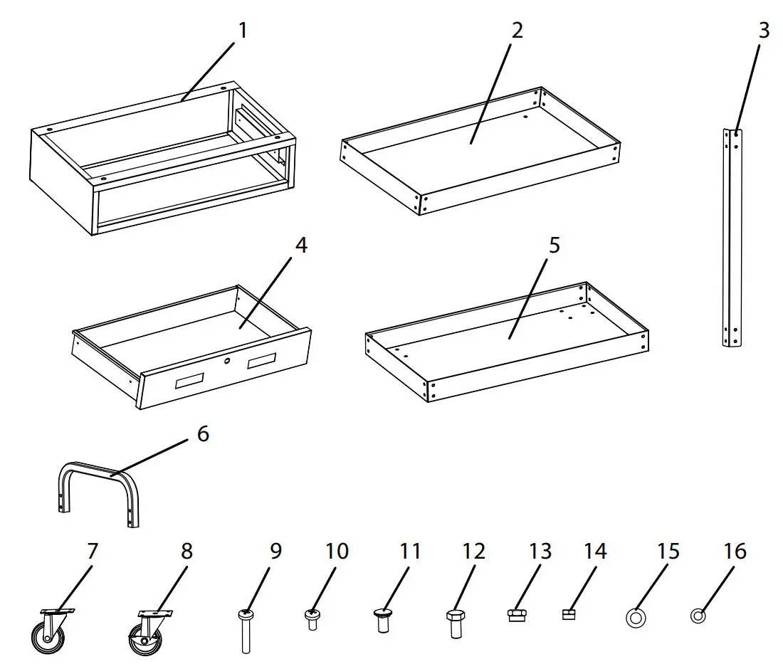 HARBOR FREIGHT 64058 30 Inch Service Cart Owner's Manual - Assembly Diagram