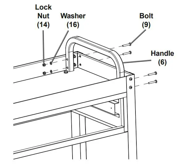 HARBOR FREIGHT 64058 30 Inch Service Cart Owner's Manual - Attach one Handle (6) to each end
