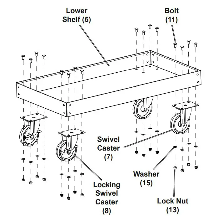 HARBOR FREIGHT 64058 30 Inch Service Cart Owner's Manual - Attach two Locking Swivel Casters