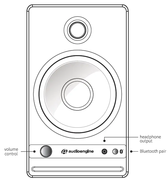 HD4 powered (left) speaker - front panel