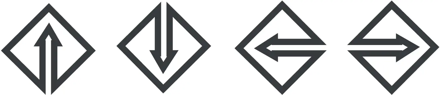 Scrolls through menu options and adjusts the displayed control