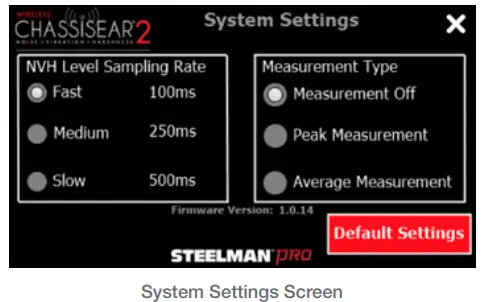 SYSTEM SETTINGS SCREEN