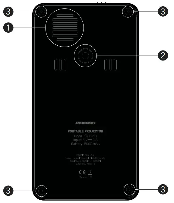 PROZIS Pix E Avant Portable Projector - Bottom View