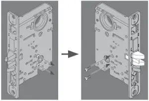 FIG 14 Move handing screws to opposite side.