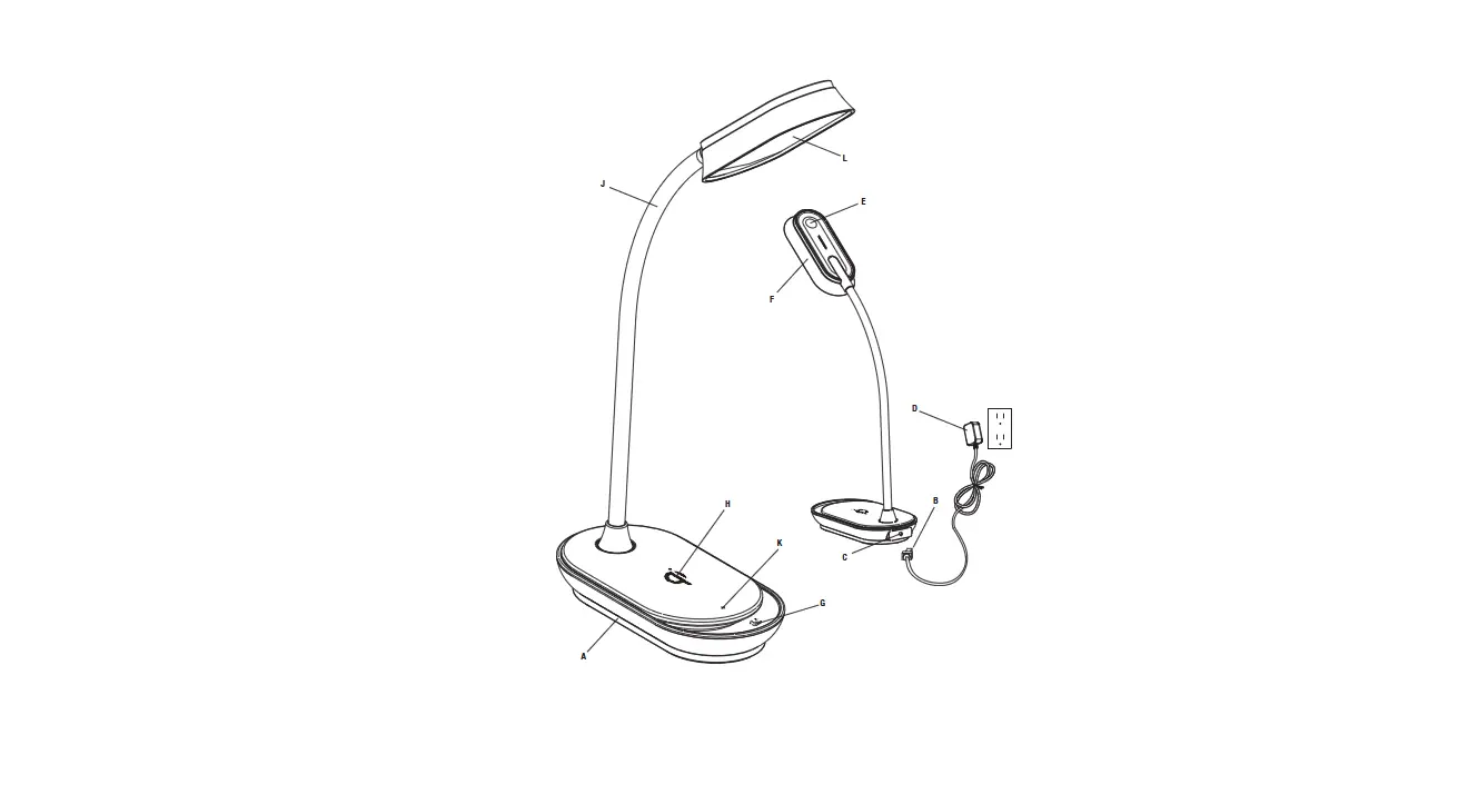 Ottlite Cs3qn4ww Inspire Led Desk Lamp With Wireless Charging Instruction Manual