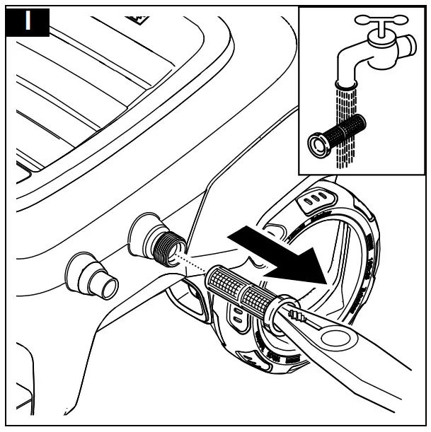 Damaged sieve in the water connection
