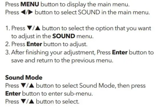 FIG 12 Sound Menu