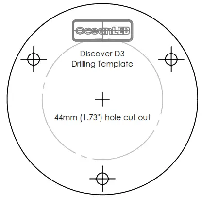 OceanLED DISCOVER D3 Underwater LED Light - DRILLING TEMPLATE