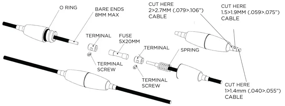 OceanLED DISCOVER D3 Underwater LED Light - Fuse Kit Connection Overview