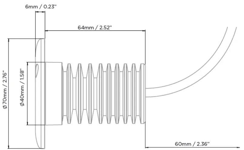 OceanLED DISCOVER D3 Underwater LED Light - OVERALL DIMENSIONS