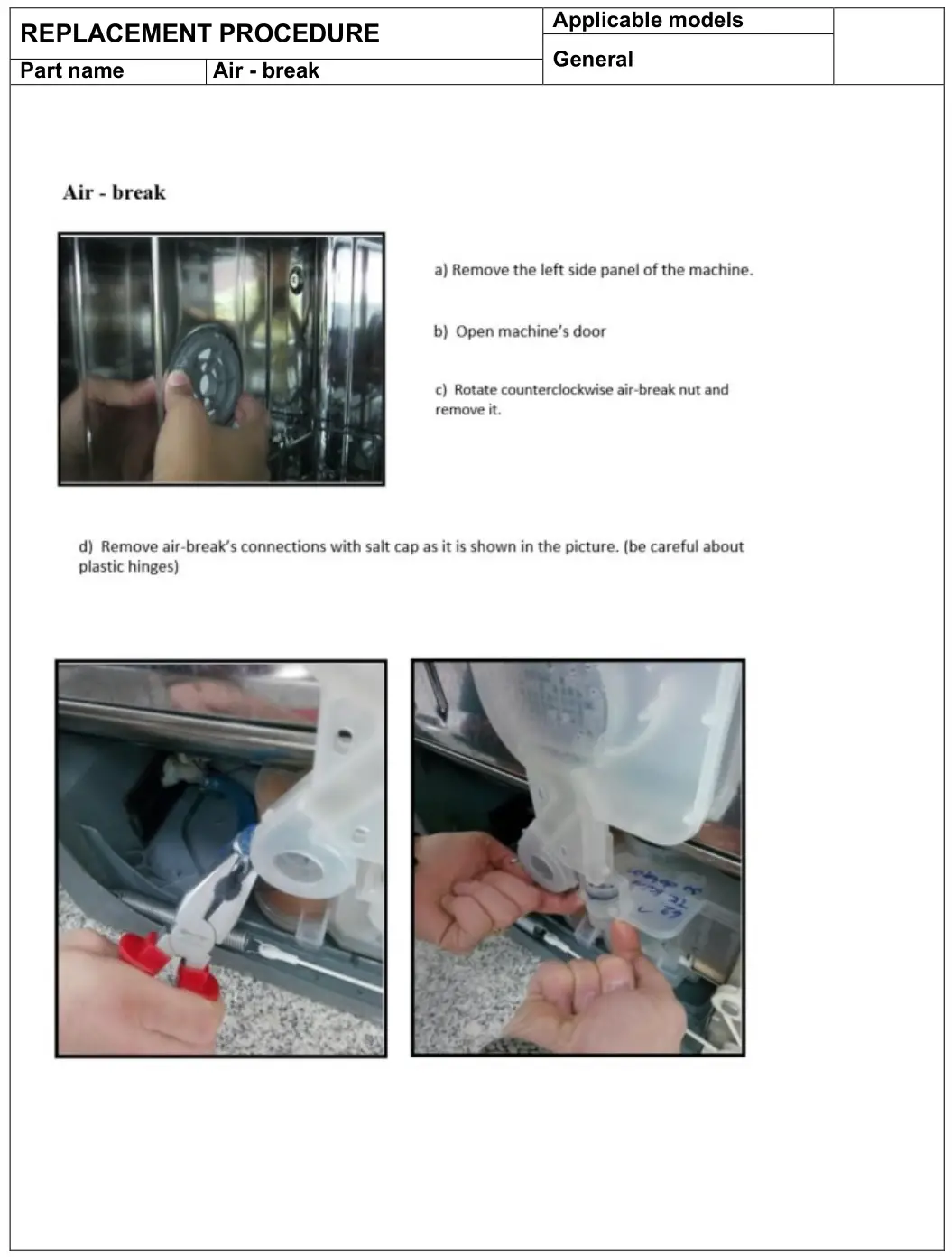 Bush BFSSAE12W Full Size Dishwasher - Air - break