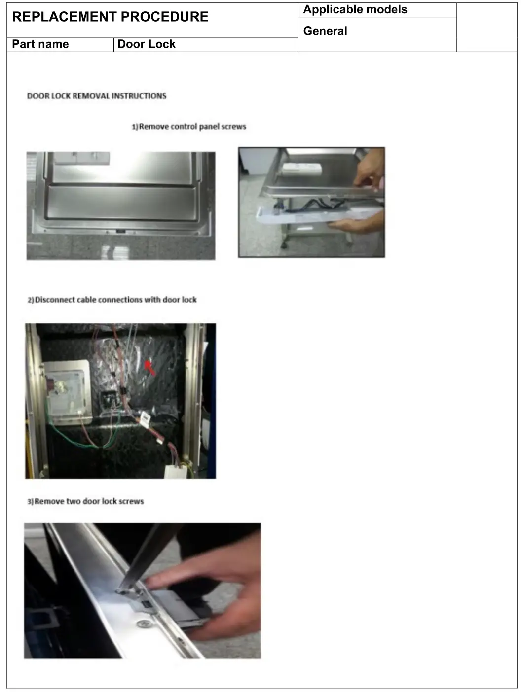 Bush BFSSAE12W Full Size Dishwasher - Door Lock