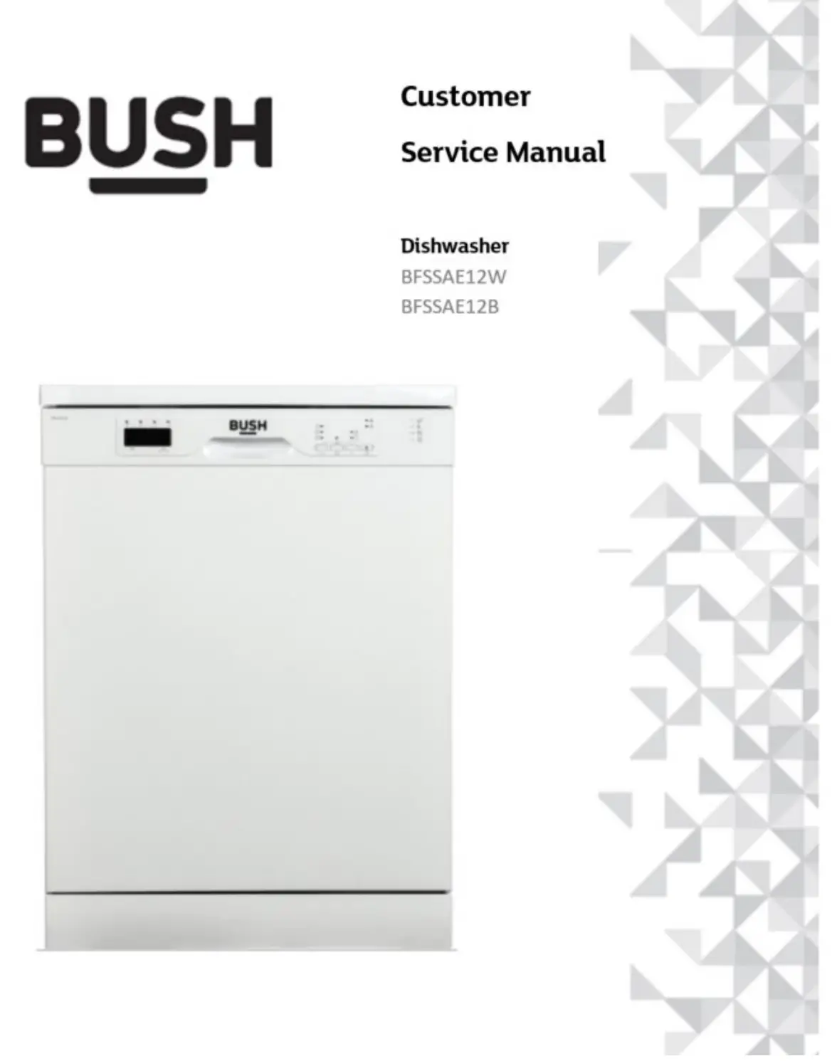 Bush BFSSAE12W Full Size Dishwasher Instruction Manual
