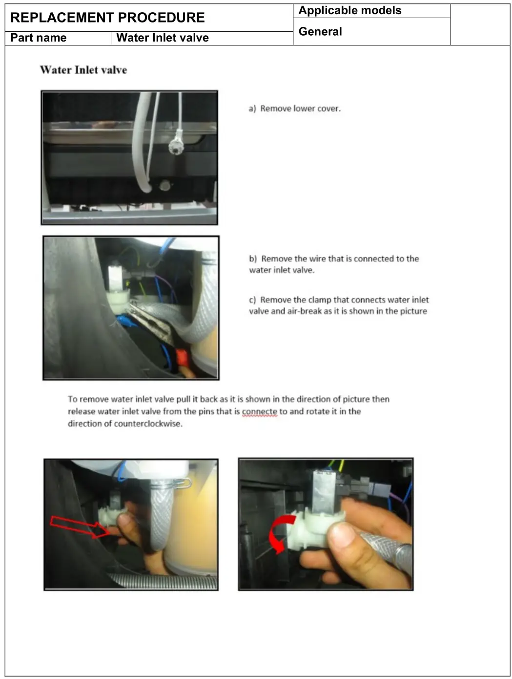 Bush BFSSAE12W Full Size Dishwasher - Water Inlet valve