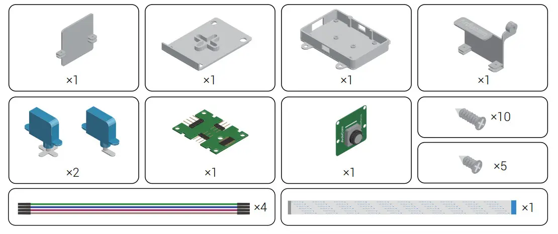 ArduCam B0399B0283 Pan Tilt Kit - Packing List