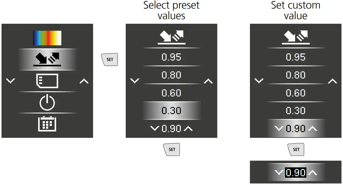 Laserliner ThermoVisualizer Pocket Thermal Imaging Camera - Emissivity coefficient