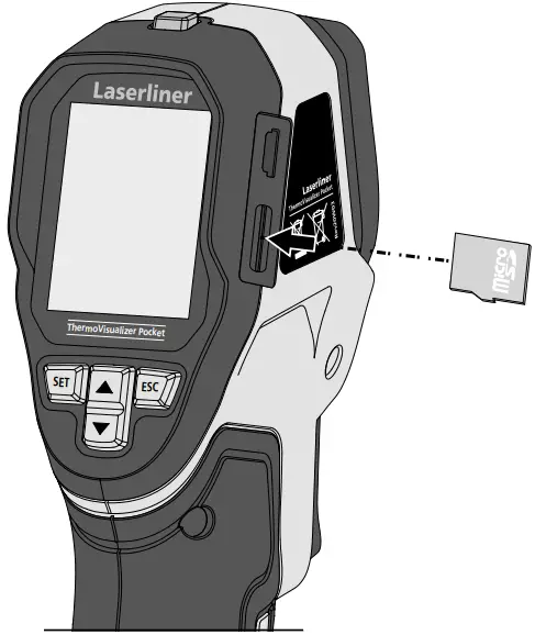 Laserliner ThermoVisualizer Pocket Thermal Imaging Camera - Inserting micro SD card