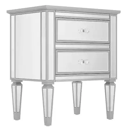THE HOME DEPOT SNMX3414 23.8 Inch H 2-Drawer Mirrored Nightstand Modern End Table-PRO