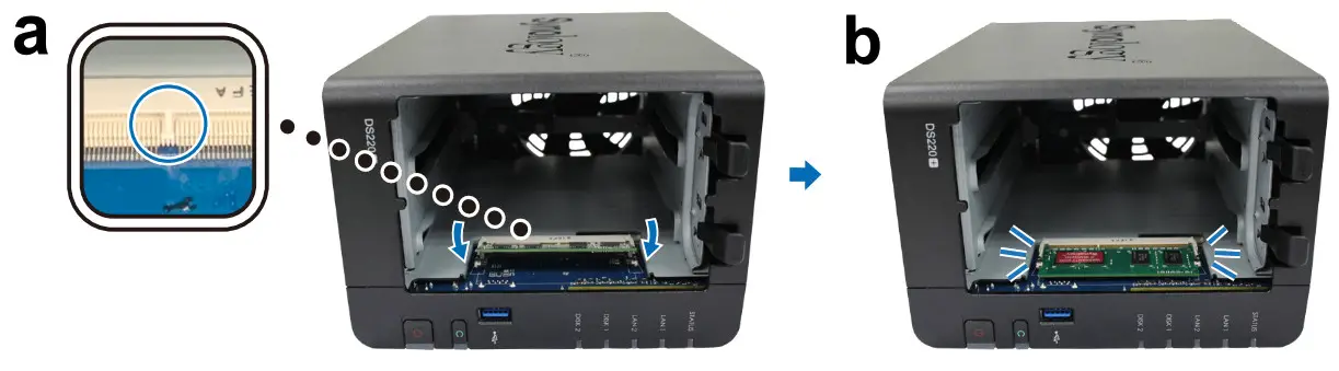 Synology NAS DS220 - To install the memory module 2
