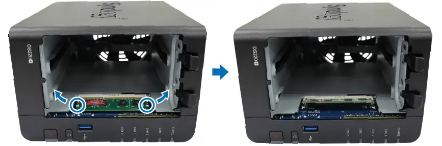 Synology NAS DS220 - To remove the memory module