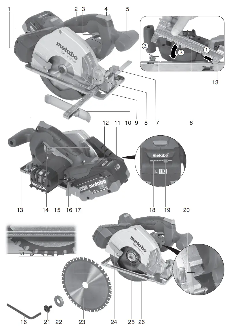 metabo MKS 18 LTX 58 Cordless Metal Cutting Circular Saw fig