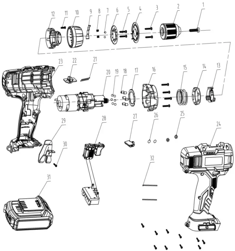 scheppach DTB250-20ProS Cordless Impact Drill - Overview 1
