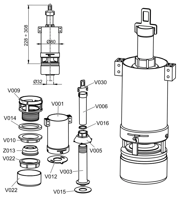 Alca PLAST A03 Low Tank Float Valve - fig 1