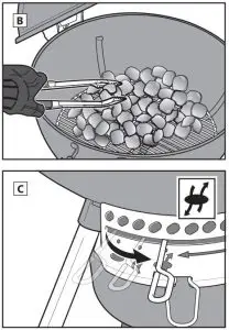 FIG 69 Arranging the Charcoal for Direct Heat