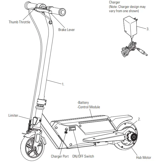 Razor Power Core E90 Sprint Side By Side Stance Electric Hub Motor Scooter - Fig 1