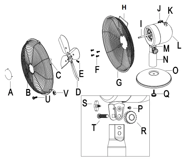anko YS-1201GD BK (Black) 30cm bench fan - 9