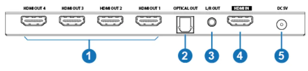 VigilLink VLSP-AD14H20 HDMI 2.0 1x4 Splitter with Audio Breakout and Down scaling - fig 1