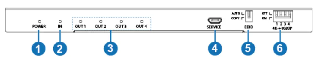 VigilLink VLSP-AD14H20 HDMI 2.0 1x4 Splitter with Audio Breakout and Down scaling - fig