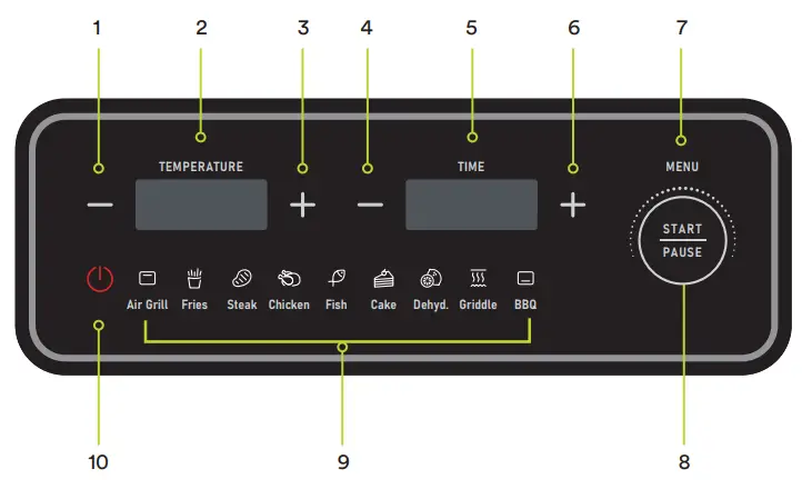mila MLA 66AG 6L Air Grill with Digital Touch Controls - CONTROL PANEL