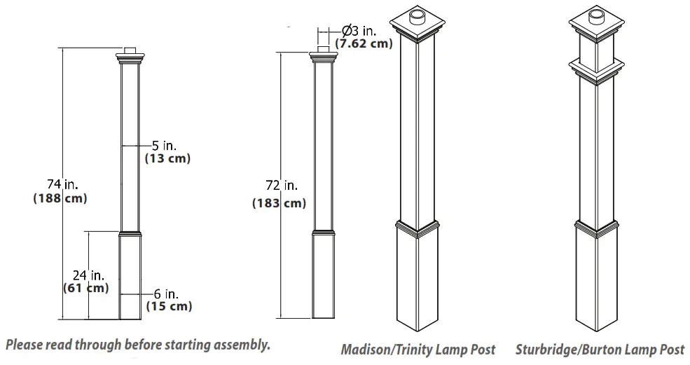 New England Arbors Burton Lamp Post - A S S E M B LY I N S T RU C T I O N S