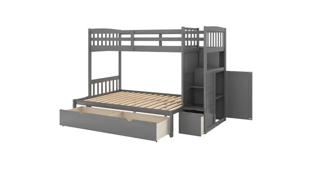 Anbazar Yh-0056 Gray Twin Over Twin Kids Wood Bunk Beduser Manual