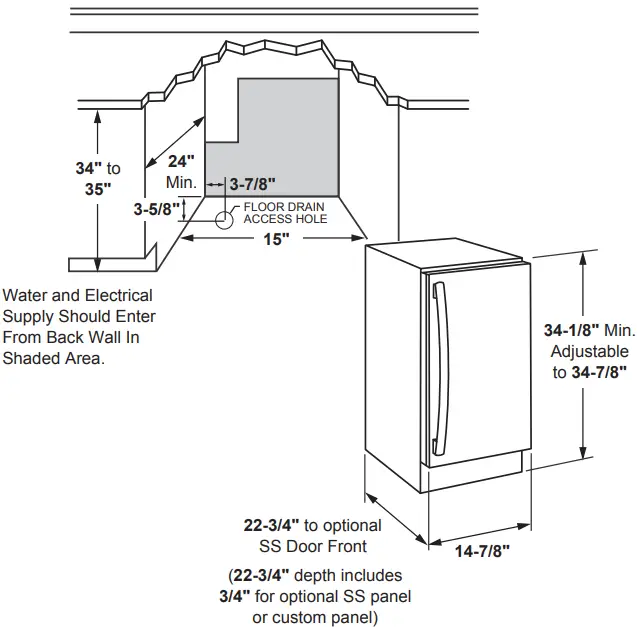 GE APPLIANCES UNC15NPRII 15 Inch Built-In Gourmet Nugget Ice Maker-FIG2