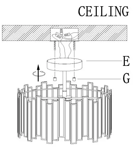 LNC A04793 3-Light 13-Inch Matte Gold and Tiffany Glass LED Semi-flush Mount Light Installation Guide - Raise canopy