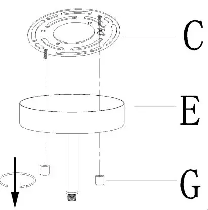 LNC A04793 3-Light 13-Inch Matte Gold and Tiffany Glass LED Semi-flush Mount Light Installation Guide - Unscrew knob nuts