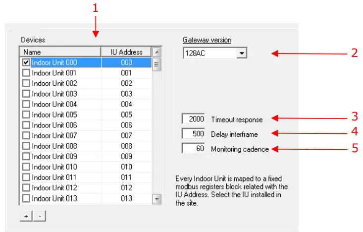 INMBSMHI048O000 Intesis Modbus Server Mitsubishi Heavy - Modbus interface configuration parametersa