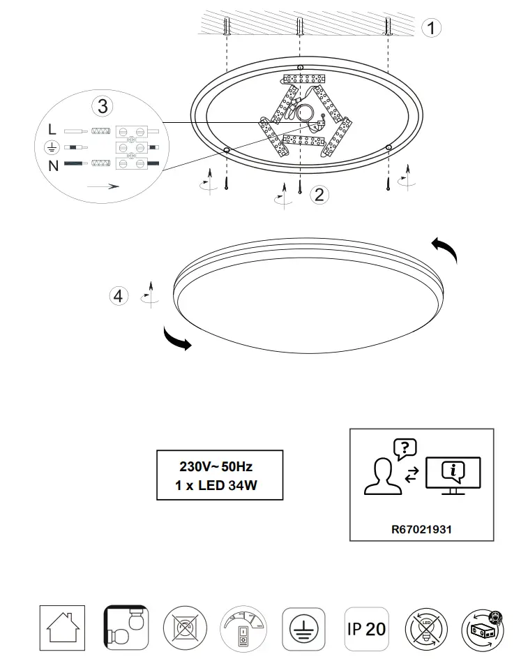 RL live your light R670219XX Ceiling Lamp Trio Limbus LED - Figrue 1