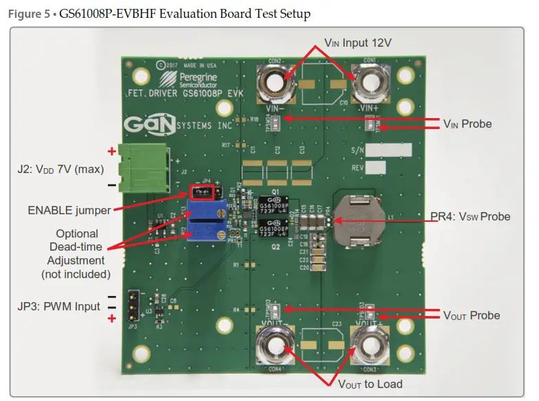 GaN Systems GS61008P-EVBHF E-HEMT Half Bridge Evaluation Board - Setup
