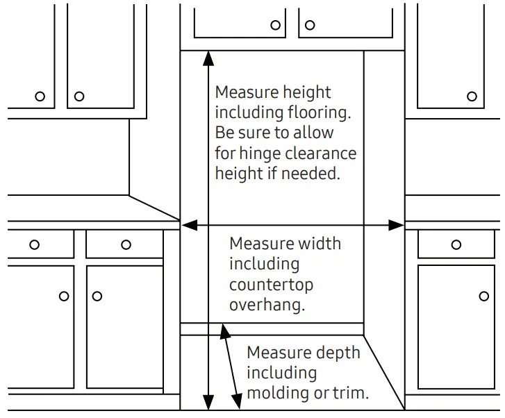 SAMSUNG RF23BB8900ACAC 4 Door French Door Counter Depth Refrigerator - complete installation details