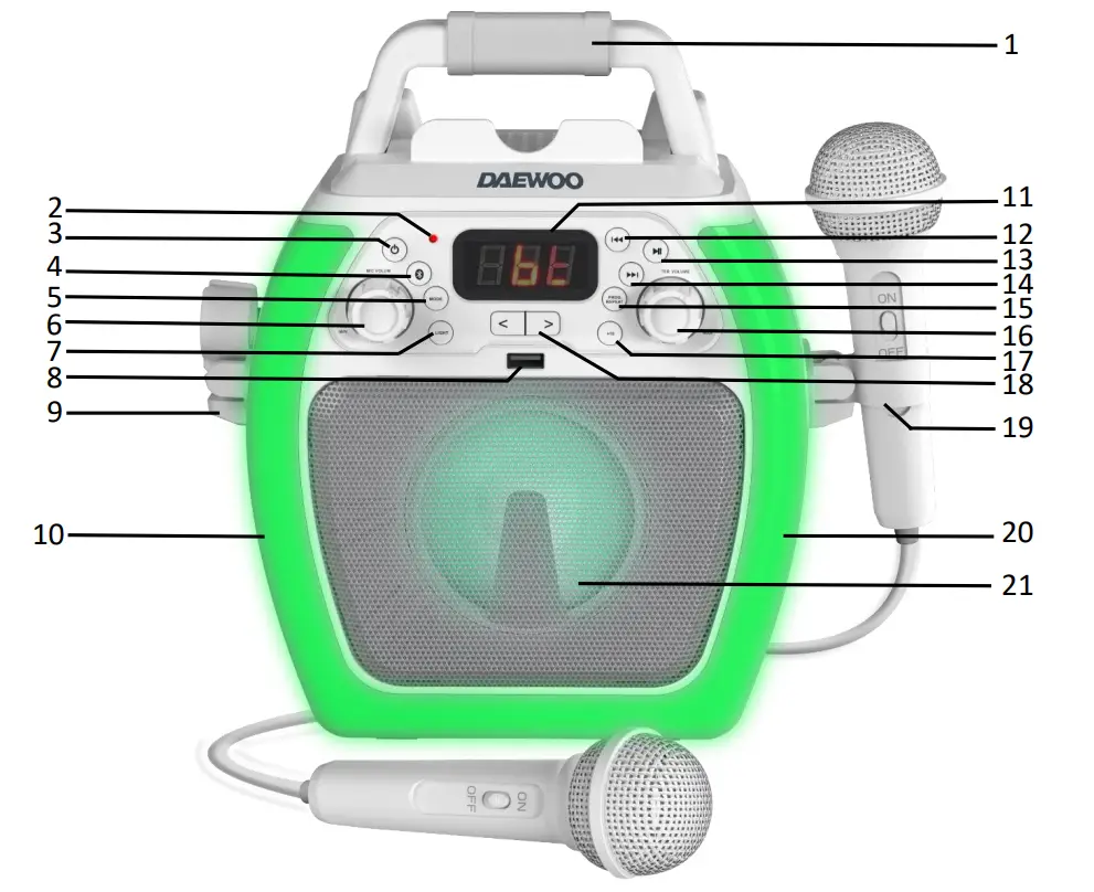 DAEWOO AVS1493GE Bluetooth Compact Karaoke Machine - overview