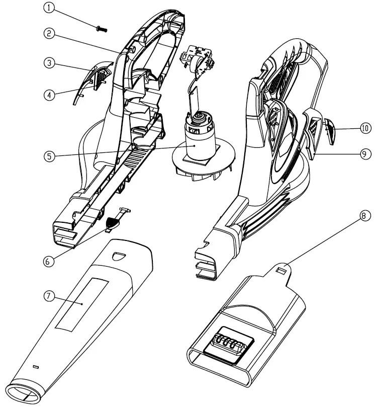 greenworks 40V Lithium-ion Cordless Blower 24252 EXPLODED VIEW